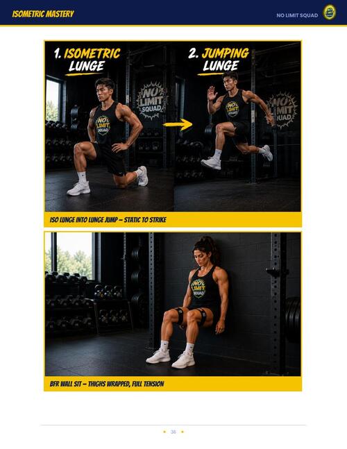 Sample page — iso lunge into lunge jump, static to strike
